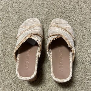 AEROSOLES Cream Mules with Woven Strap- never worn